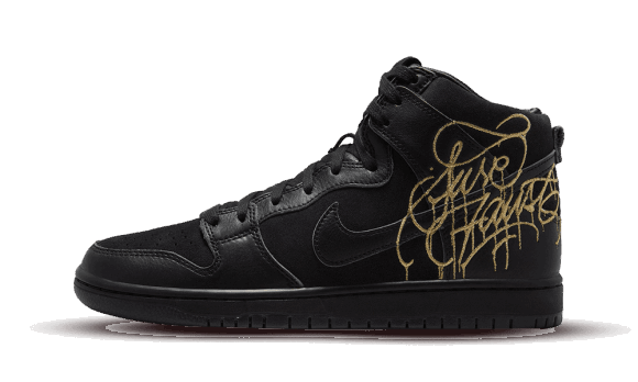 Restock Faust X Nike Sb Dunk High Svart Och Metalliskt Guld